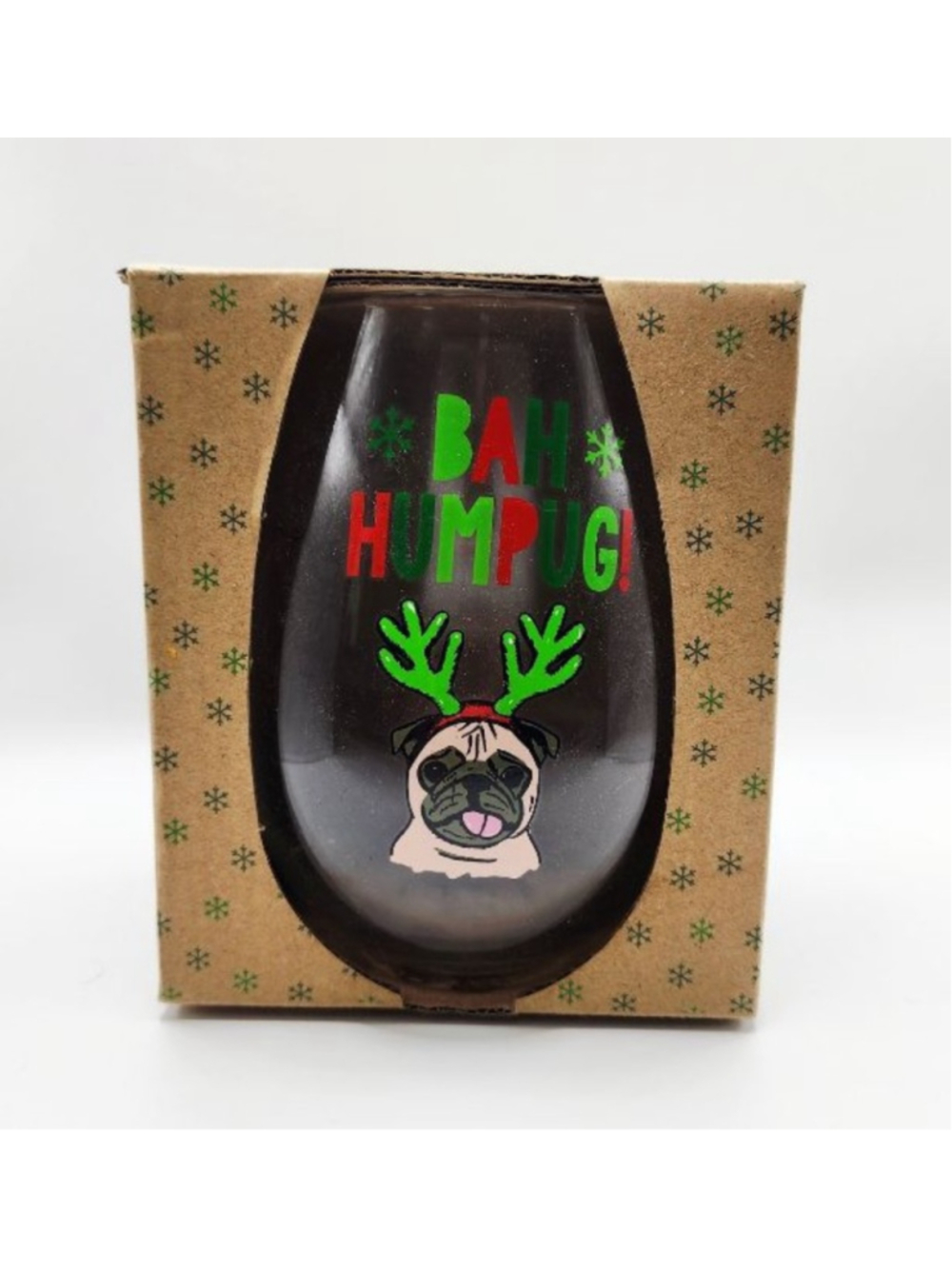 Unisex TMD Bah Humpug Christmas Oversized Stemless Wine Glass Clear Green